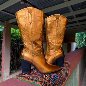 Gold Heeled Boots for Women